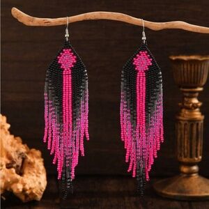 🆕 Boho & Black and Pink Beaded Earrings!!!  Brand NEW!!!